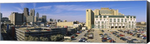 Framed Hospital in a city, Grady Memorial Hospital, Skyline, Atlanta, Georgia, USA Print