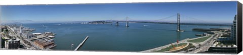 Framed Buildings at the waterfront, Golden Gate Bridge, San Francisco Bay, San Francisco, California, USA Print