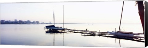 Framed Boats at a harbor, Lake Monona, Madison, Dane County, Wisconsin, USA Print