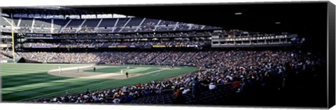 Framed Baseball players playing baseball in a stadium, Safeco Field, Seattle, King County, Washington State, USA Print