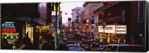 Framed Traffic on a road, Grant Avenue, Chinatown, San Francisco, California, USA Print