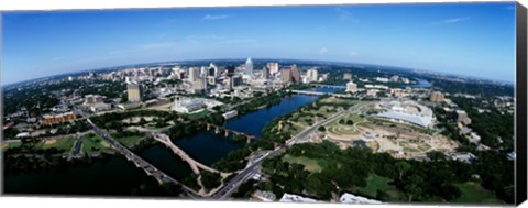 Framed Bird&#39;s Eye view of Austin,Texas Print