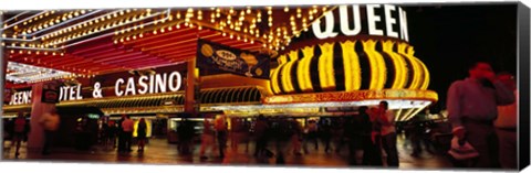 Framed Casino lit up at night, Four Queens, Fremont Street, Las Vegas, Clark County, Nevada, USA Print