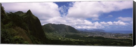 Framed Clouds over a mountain, Kaneohe, Oahu, Hawaii, USA Print