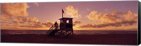 Framed Lifeguard hut on the beach, 22nd St. Lifeguard Station, Redondo Beach, Los Angeles County, California Print