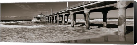 Framed Manhattan Beach Pier in Black and White, Los Angeles County Print