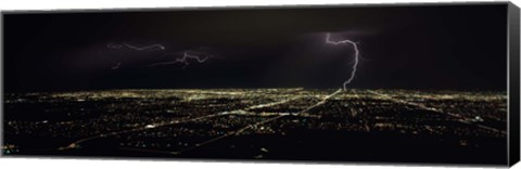 Framed Lightning in the sky over a city, Phoenix, Maricopa County, Arizona, USA Print