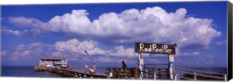 Framed Information board of a pier, Rod and Reel Pier, Tampa Bay, Gulf of Mexico, Anna Maria Island, Florida, USA Print