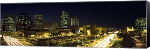 Framed Buildings in a city lit up at night, Phoenix, Arizona Print