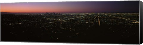 Framed High angle view of a city at night from Griffith Park Observatory, City Of Los Angeles, Los Angeles County, California, USA Print