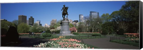 Framed Statue in a garden, George Washington Statue, Boston Public Garden, Boston, Suffolk County, Massachusetts, USA Print