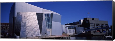 Framed Buildings at the waterfront, New England Aquarium, Boston Harbor, Boston, Suffolk County, Massachusetts, USA Print