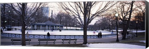 Framed Group of people in a public park, Frog Pond Skating Rink, Boston Common, Boston, Suffolk County, Massachusetts, USA Print