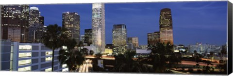 Framed Skyscrapers at night in the City Of Los Angeles, Los Angeles County, California, USA Print