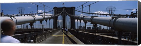 Framed Man walking on a bridge, Brooklyn Bridge, Brooklyn, New York City, New York State, USA Print