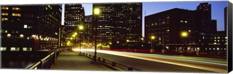 Framed Traffic on a bridge in a city, Northern Avenue Bridge, Boston, Suffolk County, Massachusetts, USA Print