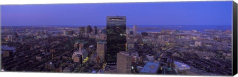 Framed Aerial View of Boston at Night Print