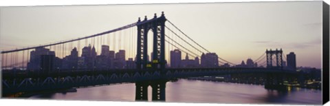 Framed Bridge across a river, Manhattan Bridge, East River, Manhattan, New York City, New York State, USA Print