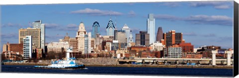 Framed Buildings at the waterfront, Delaware River, Philadelphia, Pennsylvania Print