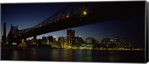 Framed Queensboro Bridge Over East River, Manhattan (night) Print