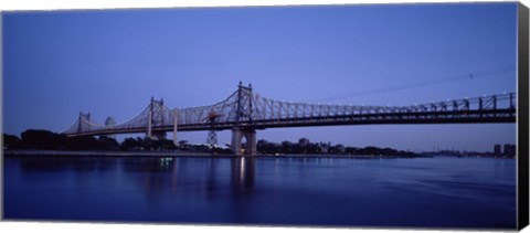 Framed Queensboro Bridge Over East River, Manhattan (blue sky) Print