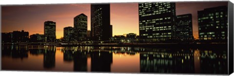 Framed Buildings lit up at dusk, Oakland, Alameda County, California, USA Print