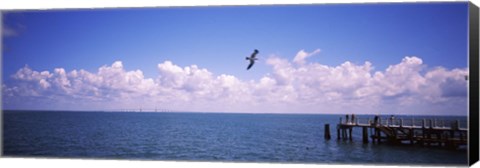 Framed Pier over the sea, Fort De Soto Park, Tampa Bay, Gulf of Mexico, St. Petersburg, Pinellas County, Florida, USA Print