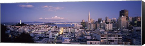 Framed High angle view of a cityscape from Nob Hill, San Francisco, California Print