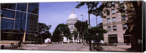 Framed Government building in a city, Wisconsin State Capitol, Madison, Wisconsin, USA Print