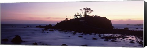 Framed Lighthouse on a hill, Battery Point Lighthouse circa 1856, Battery Point Lighthouse Park, Crescent City, California, USA Print