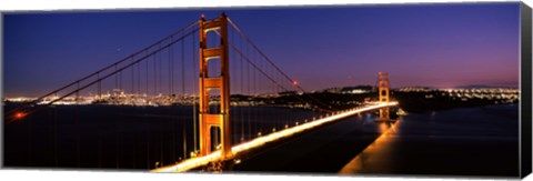 Framed Golden Gate Bridge Lit Up at Dusk, San Francisco Print