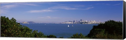 Framed Sea with the Bay Bridge and Alcatraz Island in the background, San Francisco, Marin County, California, USA Print