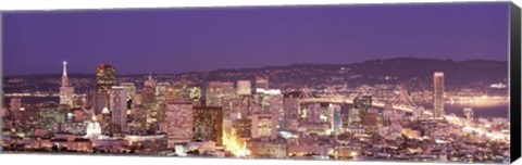 Framed High angle view of a city at dusk, San Francisco, California, USA Print