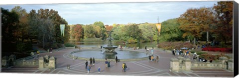 Framed Tourists in a park, Bethesda Fountain, Central Park, Manhattan, New York City, New York State, USA Print