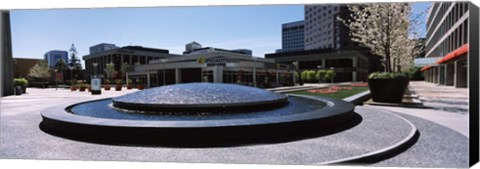 Framed Plaza De Cesar Chavez Fountain, Downtown San Jose Print