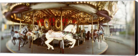 Framed Carousel horses in an amusement park, Seattle Center, Queen Anne Hill, Seattle, Washington State, USA Print