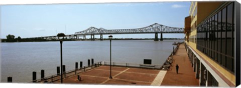 Framed Bridge across a river, Crescent City Connection Bridge, Mississippi River, New Orleans, Louisiana, USA Print