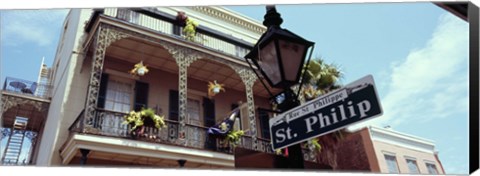 Framed Street name signboard on a lamppost, St. Philip Street, French Market, French Quarter, New Orleans, Louisiana, USA Print