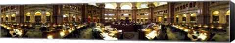 Framed Interiors of the main reading room of a library, Library Of Congress, Washington DC, USA Print