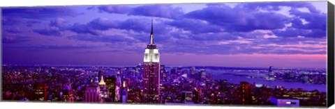 Framed Empire State Building lit up in white, Midtown Manhattan, New York City Print