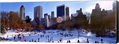 Framed High angle view of people skating in an ice rink, Wollman Rink, Central Park, Manhattan, New York City, New York State, USA Print