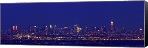 Framed Buildings in a city lit up at night, Upper Manhattan, Manhattan, New York City, New York State, USA Print