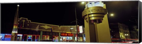 Framed Buildings in a city, Halsted Street, Boystown, Chicago, Illinois, USA Print