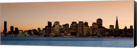 Framed Buildings lit up at dusk, San Francisco, California, USA 2010 Print