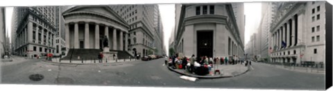 Framed 360 degree view of buildings, Wall Street, Manhattan, New York City, New York State, USA Print