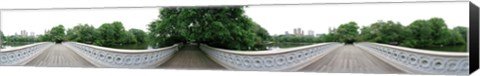 Framed 360 degree view of a footbridge in an urban park, Bow Bridge, Central Park, Manhattan, New York City, New York State, USA Print