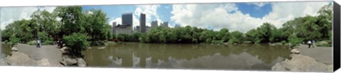 Framed 360 degree view of a pond in an urban park, Central Park, Manhattan, New York City, New York State, USA Print