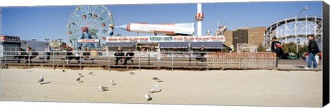 Framed Tourists at an amusement park, Coney Island, Brooklyn, New York City, New York State, USA Print