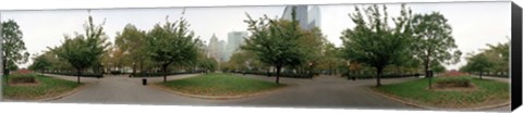 Framed 360 degree view of a public park, Battery Park, Manhattan, New York City, New York State, USA Print