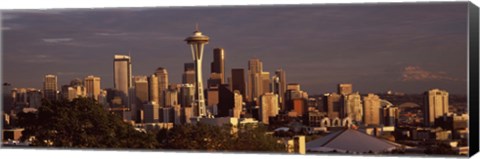 Framed Seattle skyline at dusk, King County, Washington State, USA 2010 Print